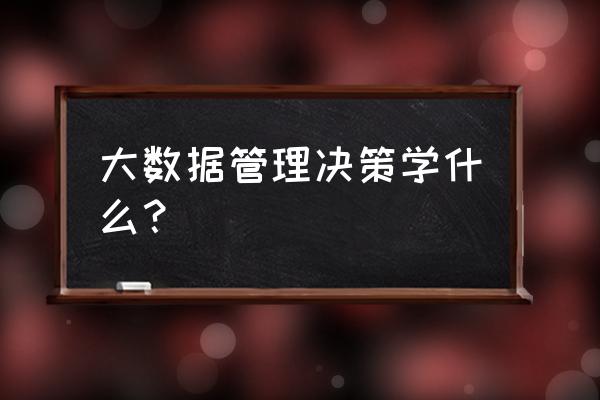 大数据管理是什么教材 大数据管理决策学什么？