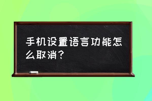 怎么在某个app中设置语音功能关闭 手机设置语言功能怎么取消？