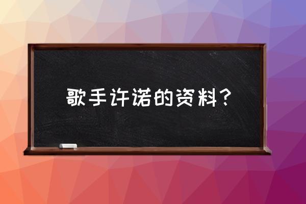 艾斯闯关模式攻略 歌手许诺的资料？