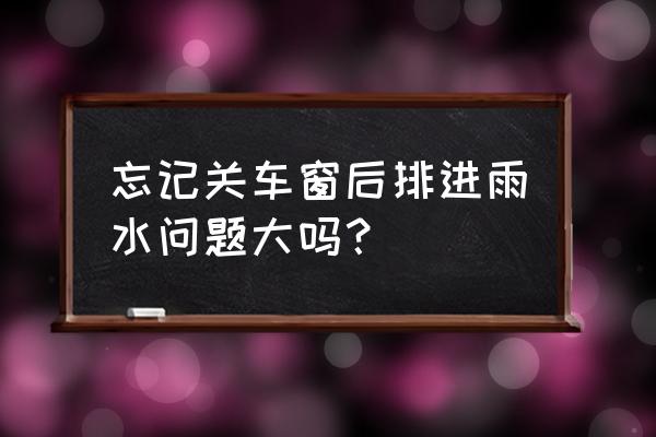 下雨忘记关车窗严重吗 忘记关车窗后排进雨水问题大吗？