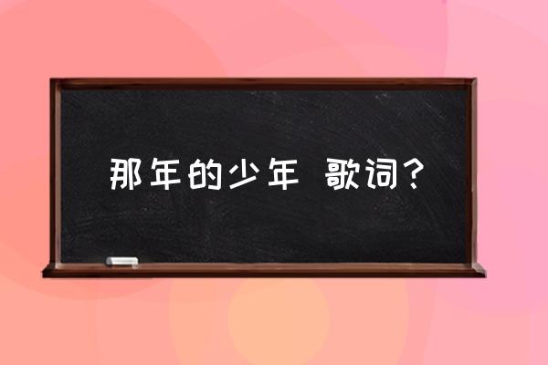 最近抖音最火的歌那年年少 那年的少年 歌词？