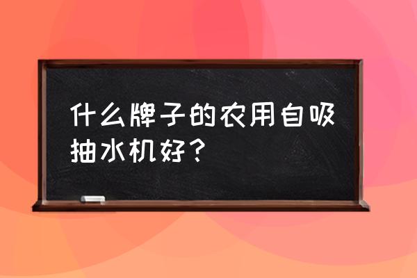 自吸无堵塞排污泵选哪家 什么牌子的农用自吸抽水机好？