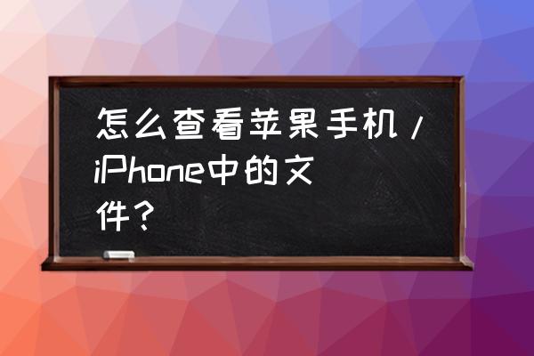 手机qq聊天记录中的文件在哪里 怎么查看苹果手机/iPhone中的文件？