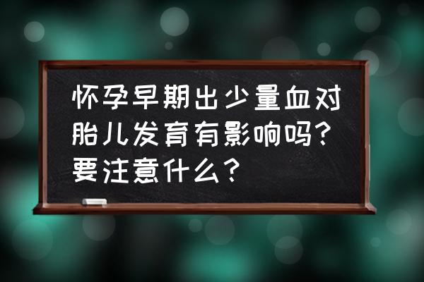 怀孕初期需要注意什么不能吃什么 怀孕早期出少量血对胎儿发育有影响吗？要注意什么？