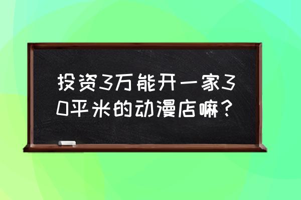 动漫产品专卖店赚钱吗 投资3万能开一家30平米的动漫店嘛？